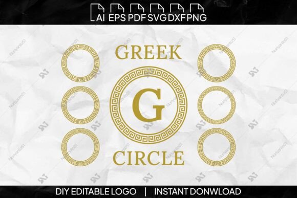 Ancient Greek Circle Graphics for Elegant Crafting & Logos