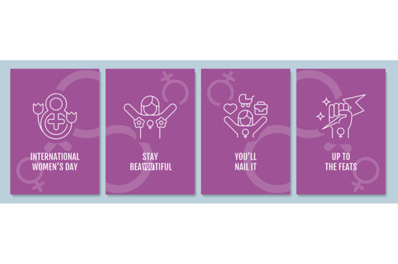 International Women Day Postcard Set for Modern Graphics
