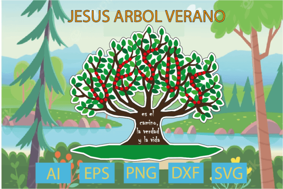 Jesús Árbol Verano: A Design Asset for Editorial Graphics & T-Shirt Designs