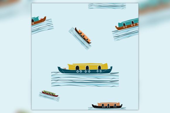 Kerala Houseboat Graphics for Patterns and Brand Storytelling