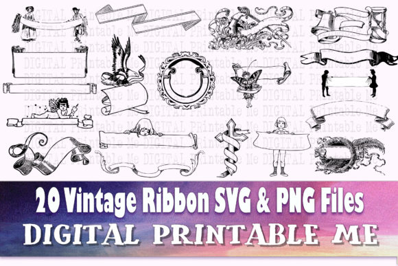 Ribbon Banner Graphics: Vintage Illustration for Crafts & Branding