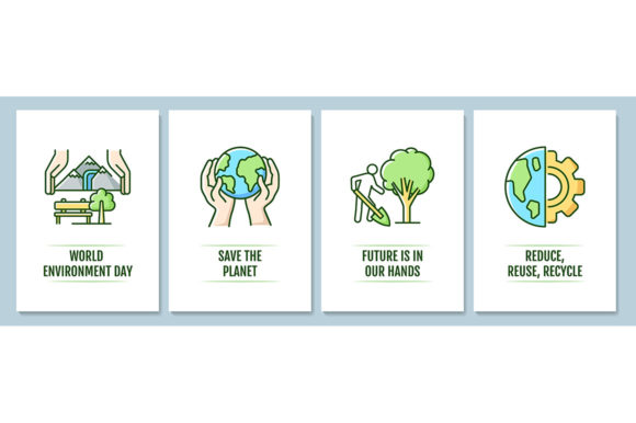 World Environment Day Greeting Card Set for Modern Graphics